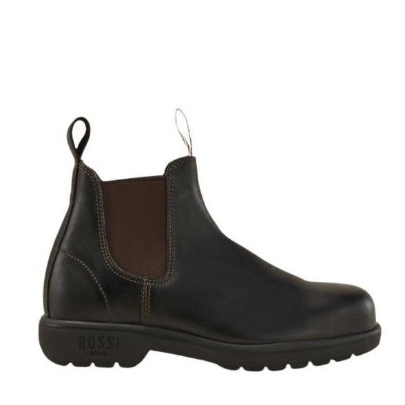 Claret Brown leather slip resistant Rossi 700 Trojan Elastic Side Steel Cap Boots