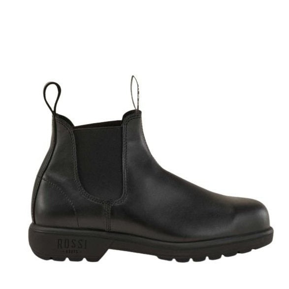 Black leather Nitrile sole Slip Resistant Rossi 701 Apollo Elastic Side Steel Cap Boots
