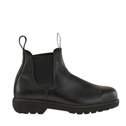 Black leather Nitrile sole Slip Resistant Rossi 701 Apollo Elastic Side Steel Cap Boots