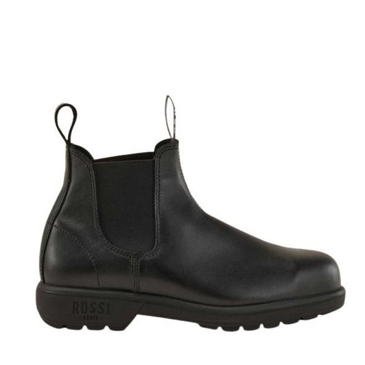 Black leather Nitrile sole Slip Resistant Rossi 701 Apollo Elastic Side Steel Cap Boots