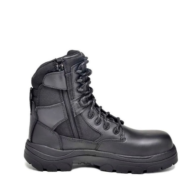 Black tactical Extra wide toe Wide Load 790BZC 8 Inch Soft Toe Zip/ Lace Up Safety Boots