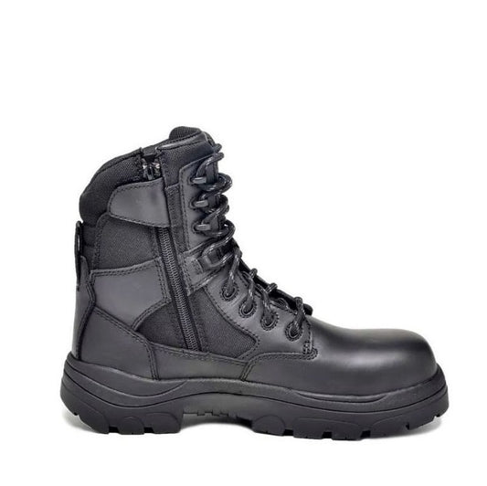 Black tactical Extra wide toe Wide Load 790BZC 8 Inch Soft Toe Zip/ Lace Up Safety Boots