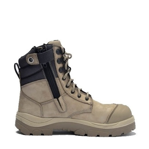 Stone coloured extra wide steel toe Wide Load 890SZ Stone 8" Zip Side Safety Boot