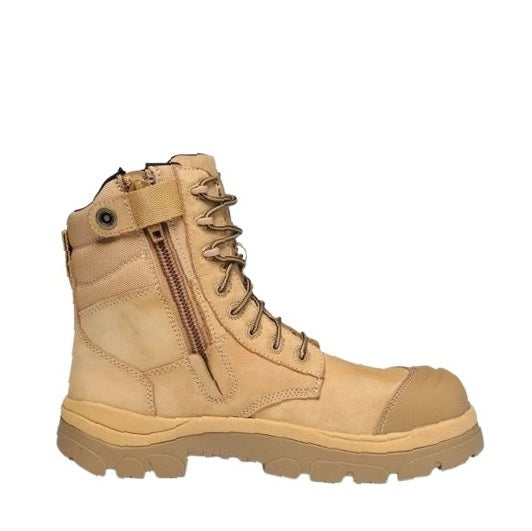 Wheat Wide Fit Airport Friendly Wide Load 890WZC Wheat 8 Zip Side Composite Safety Boot