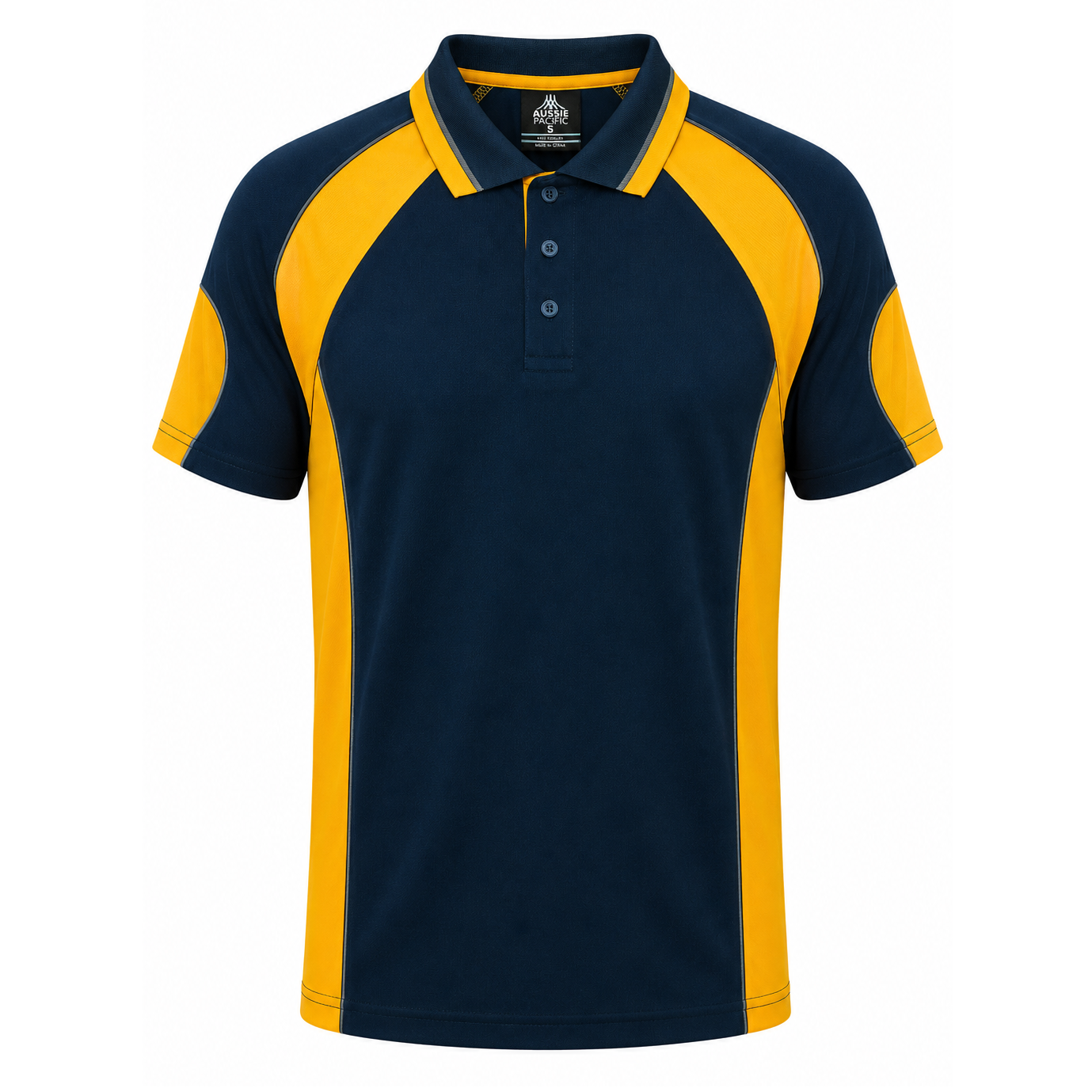 Mens navy gold premium professional activewear  Aussie Pacific N1300 Murray Mens Polo