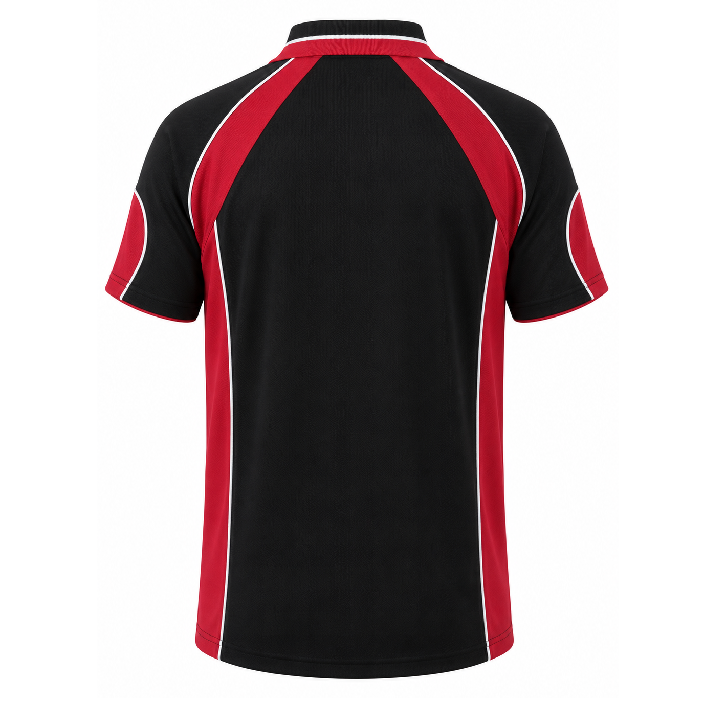 Mens black red and white piping long lasting antibacterial Aussie Pacific N1300 Murray Mens Polo