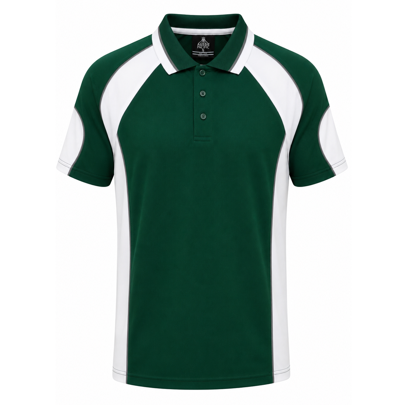 Mens bottle green and white sports teams Aussie Pacific N1300 Murray Mens Polo