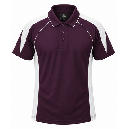 Mens Burgundy and white professional smart modern fit antibacterial easy care everday Aussie Pacific N1301 Premier Mens Polo