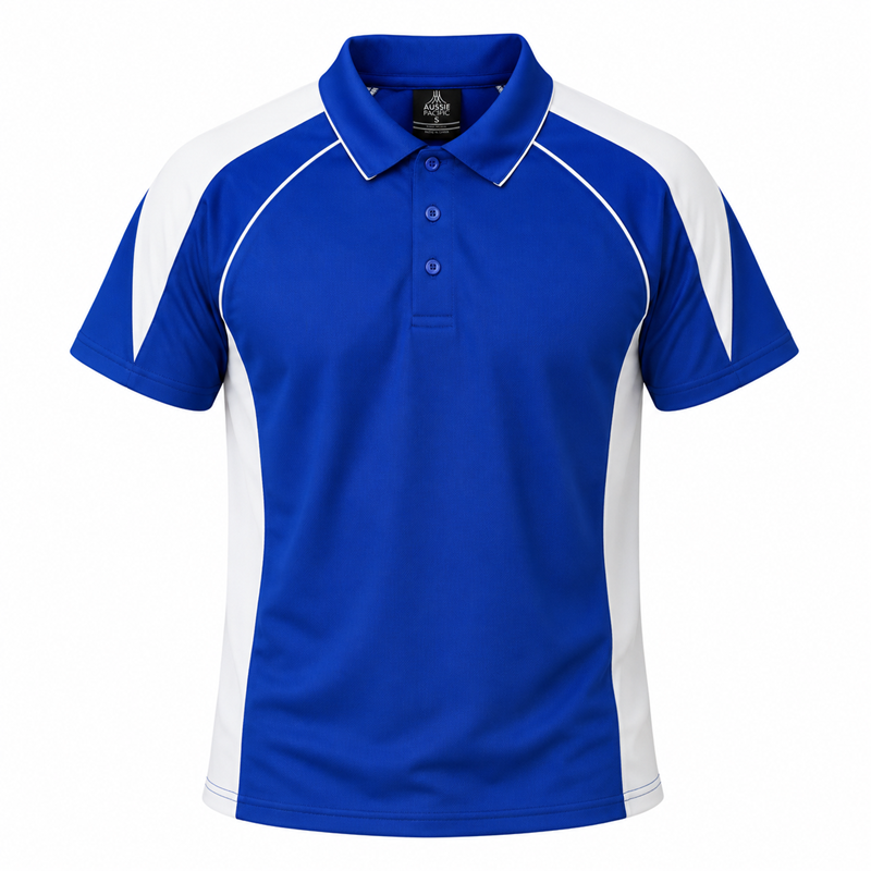 mens royal blue and white moisture wicking premium sports teams Aussie Pacific N1301 Premier Mens Polo