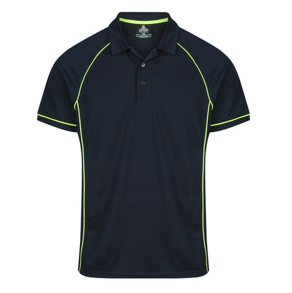 A navy and bright green contrasting piping, professional, executive, corporate Aussie Pacific N1310 Mens Endeavour Polo