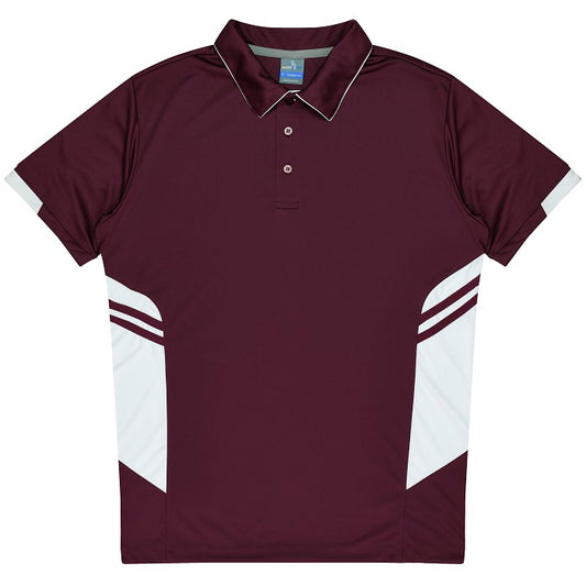 Mens Maroon short sleeve modern fit Aussie Pacific N1311 Mens Tasman Polo