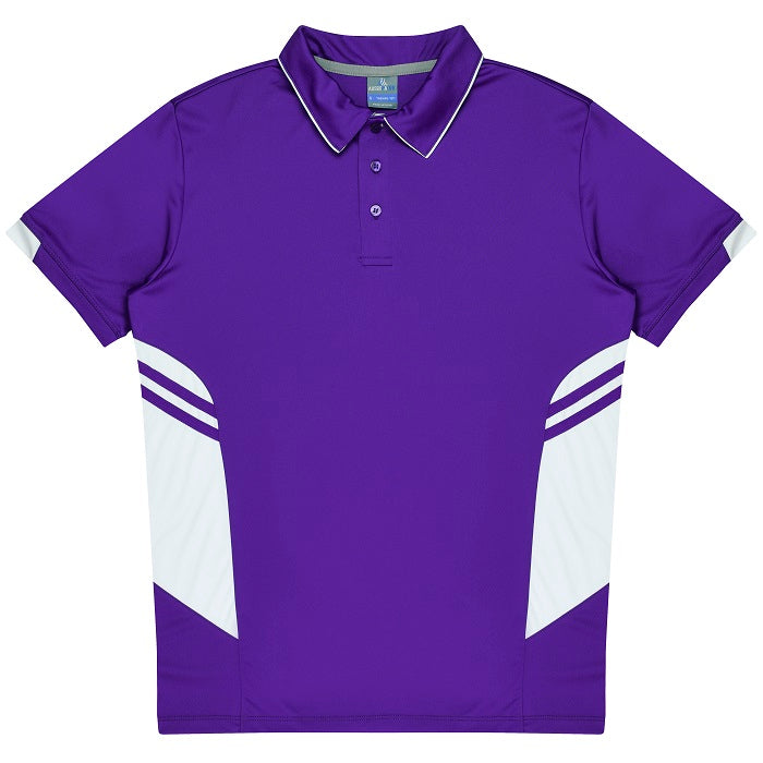 Mens purple and white classic fit Aussie Pacific N1311 Mens Tasman Polo