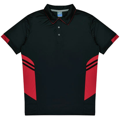 mens black and red  modern fit  wrinkle resistant long lasting Aussie Pacific N1311 Mens Tasman Polo