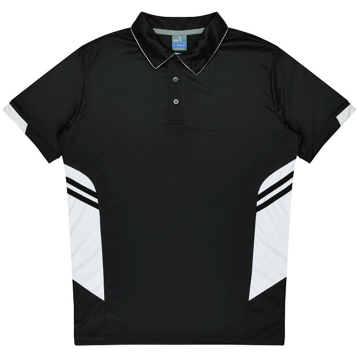 mens black and white  corporate sports teams Aussie Pacific N1311 Mens Tasman Polo