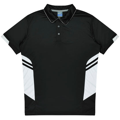 mens black and white  corporate sports teams Aussie Pacific N1311 Mens Tasman Polo