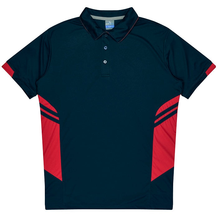mens navy and red  premium athletic  Aussie Pacific N1311 Mens Tasman Polo