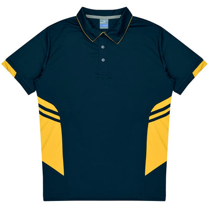 mens navy and gold professional cooling material Aussie Pacific N1311 Mens Tasman Polo