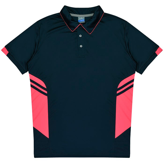 mens navy with neon pink modern design Aussie Pacific N1311 Mens Tasman Polo