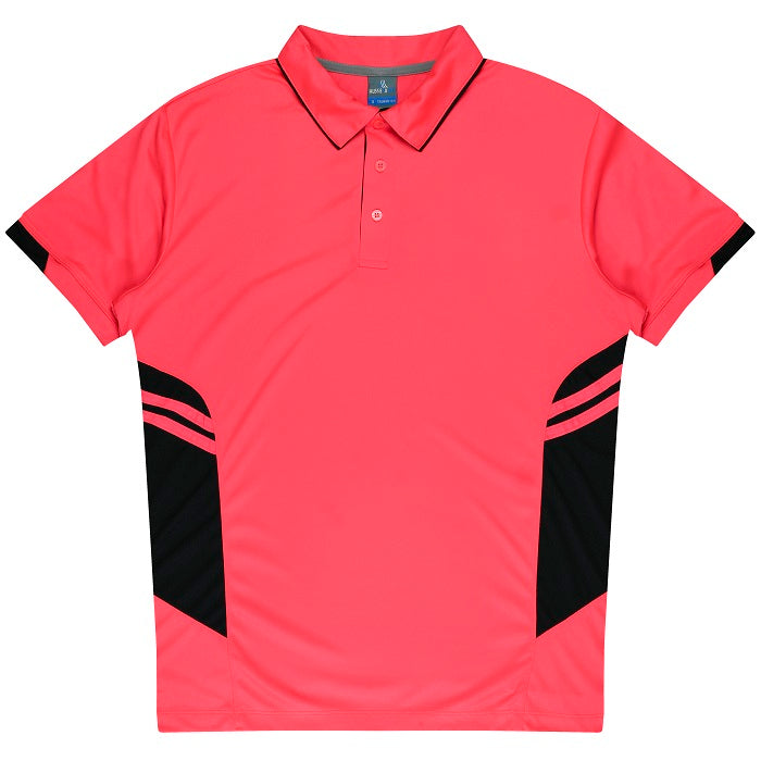 mens neon pink with black professional cooling fabric Aussie Pacific N1311 Mens Tasman Polo