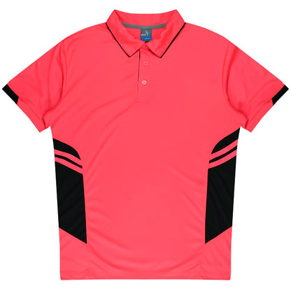 mens neon pink with black professional cooling fabric Aussie Pacific N1311 Mens Tasman Polo