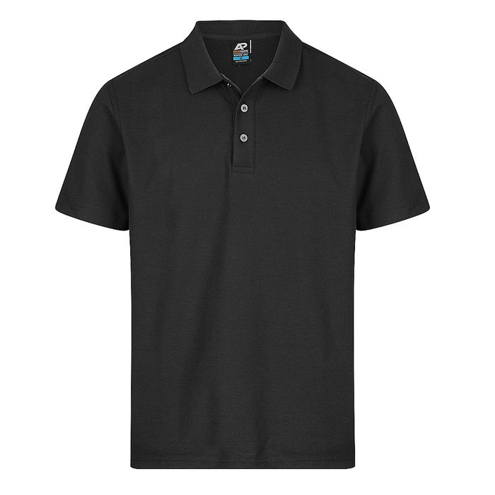 Aussie Pacific N1312 Hunter Mens Polo, black, breathable premium fabric, front view