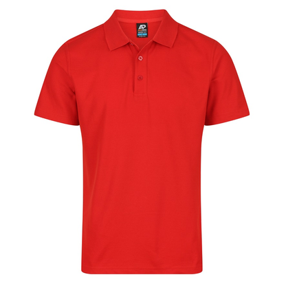 Aussie Pacific N1312 Hunter Mens Polo, Red, front view, modern fit with side vents
