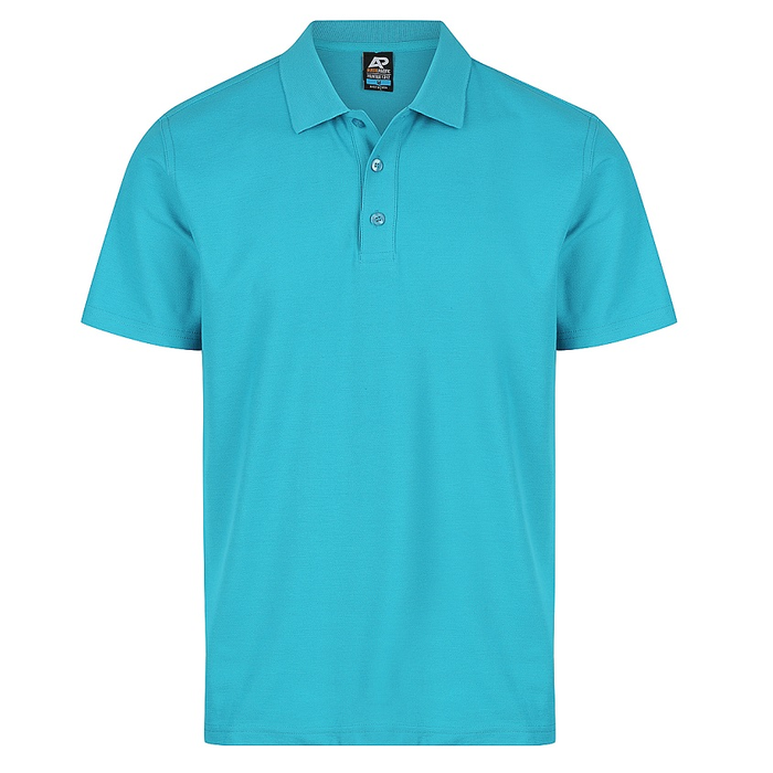Teal, premium breathable fabric, front view, Aussie Pacific N1312 Hunter Mens Polo