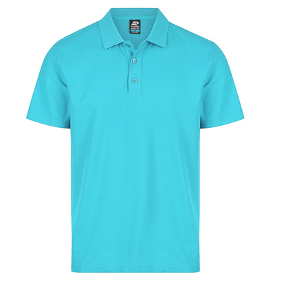 Cyan, Aussie Pacific N1312 Hunter Mens Polo, front view, weekend or workplace