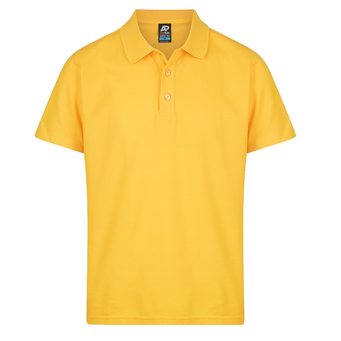 Aussie Pacific N1312 Hunter Mens Polo, gold coloured, front view, sports polo