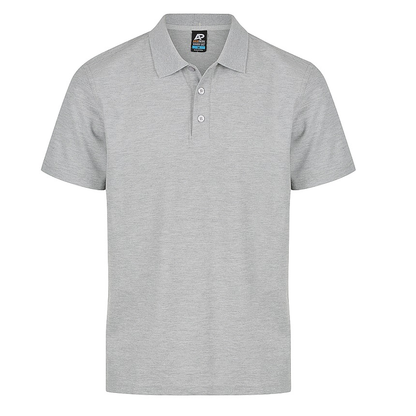 Grey marle, classic, Aussie Pacific N1312 Hunter Mens Polo, front view