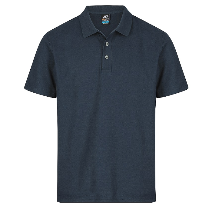 Mens corporate, navy blue, front view Aussie Pacific N1312 Hunter Mens Polo