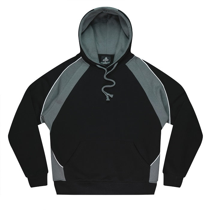 Mens Black grey and white contrasting piping, warm, sports teams and corporate branding Aussie Pacific N1509 Huxley Mens Hoodie