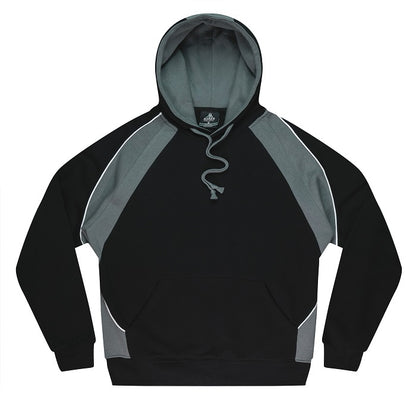 Mens Black grey and white contrasting piping, warm, sports teams and corporate branding Aussie Pacific N1509 Huxley Mens Hoodie
