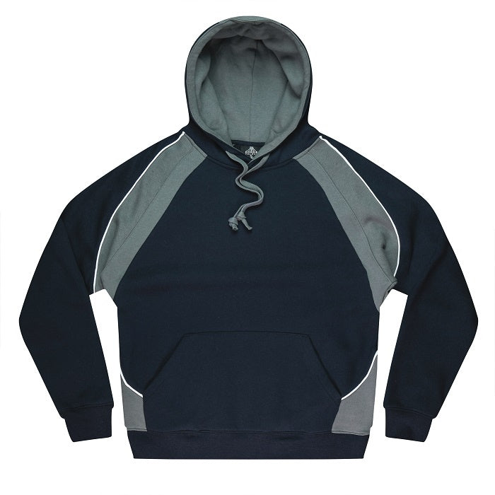 Mens navy and grey with contrast piping, warm cotton blend Aussie Pacific N1509 Huxley Mens Hoodie