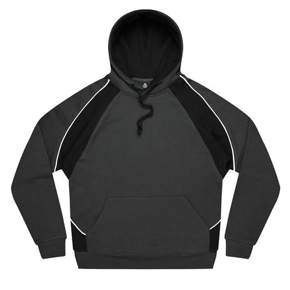 Slate charcoal grey with black panels and white contrast piping, no pill premium quality Aussie Pacific N1509 Huxley Mens Hoodie