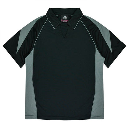 Womens Black and Ashe charcoal grey Dri-wear antibacterial finish, Easy-care fabric, Aussie Pacific N2301 Premier Lady Polo