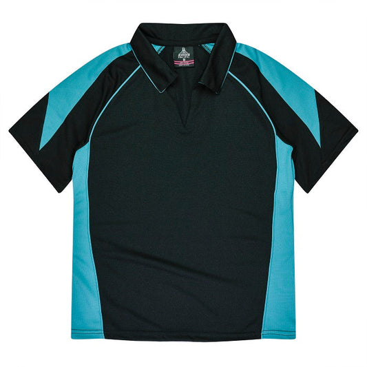womens active wear black teal, v neck Aussie Pacific N2301 Premier Lady Polos