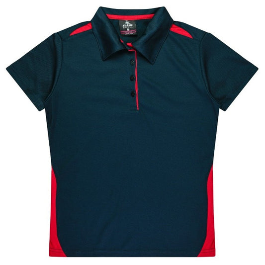Womens Navy with Red contrasting detail, antibacterial fabric professional fitness Aussie Pacific N2305 Ladies Paterson Polo