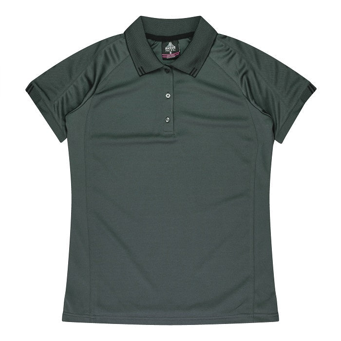 Womens slate charcoal grey with black detail business polo shirt Aussie Pacific N2308 Flinders Lady Polos 