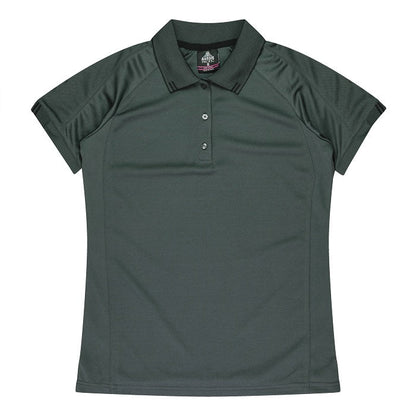 Womens slate charcoal grey with black detail business polo shirt Aussie Pacific N2308 Flinders Lady Polos 