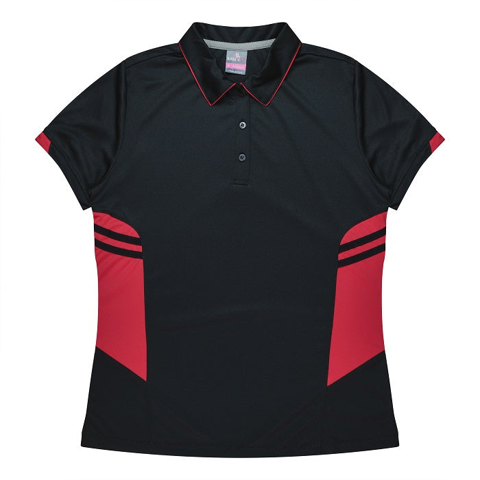 womens black and red modern fit Aussie Pacific N2311 Tasman Ladies Polo