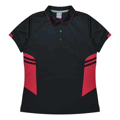 womens black and red modern fit Aussie Pacific N2311 Tasman Ladies Polo