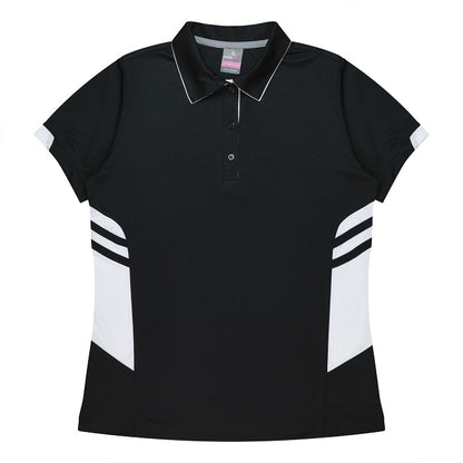 ladies black with white corporate sports teams Aussie Pacific N2311 Tasman Ladies Polo