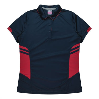 womens navy and red premium athletic Aussie Pacific N2311 Tasman Ladies Polo