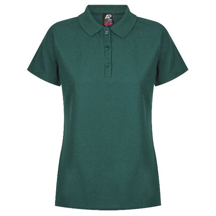 Aussie Pacific N2312 Hunter Ladies Polo Bottle - Bottle Green - Front View