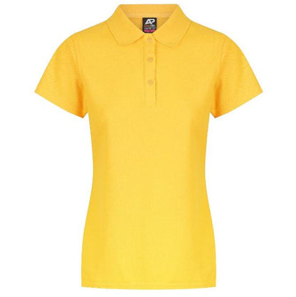 Aussie Pacific N2312 Hunter Ladies Polo Gold - Front View, easy care
