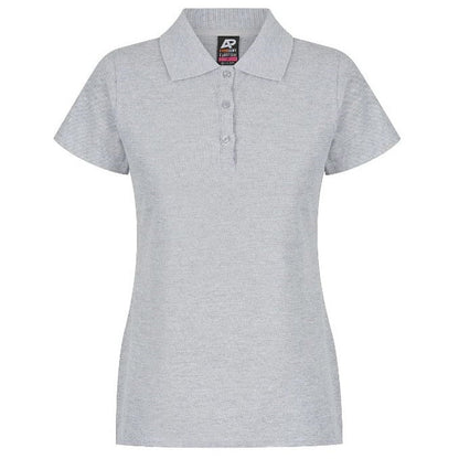 Aussie Pacific N2312 Hunter Ladies Polo Grey Marle - Front View, classic womens fit