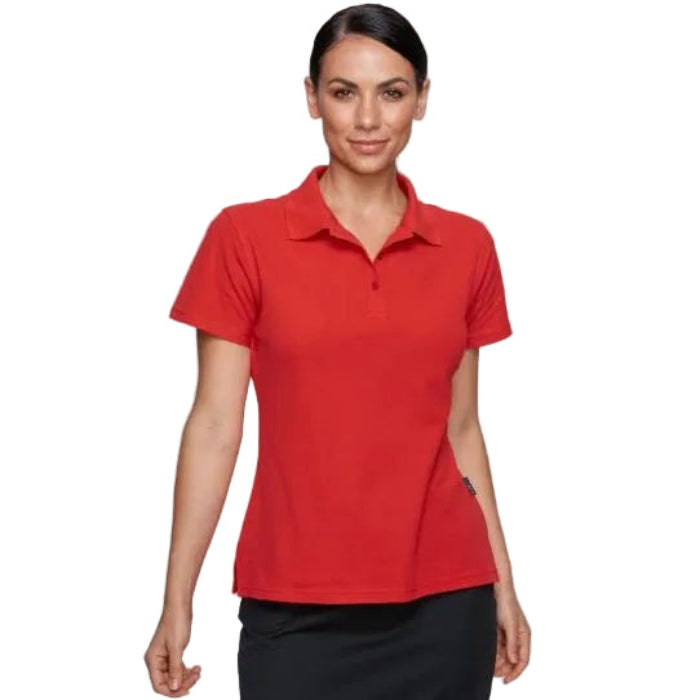 Aussie Pacific N2312 Hunter Ladies Polo red model-front view
