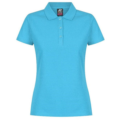 Aussie Pacific N2312 Hunter Ladies Polo cyan front view