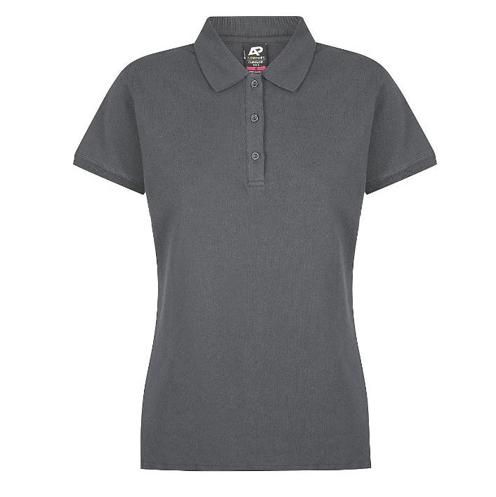Womens charcoal grey slate modern fit flattering cotton corporate professional teams polo shirt cotton pique polo, ladies work shirt, comfortable polo, teamwear, branded workwear